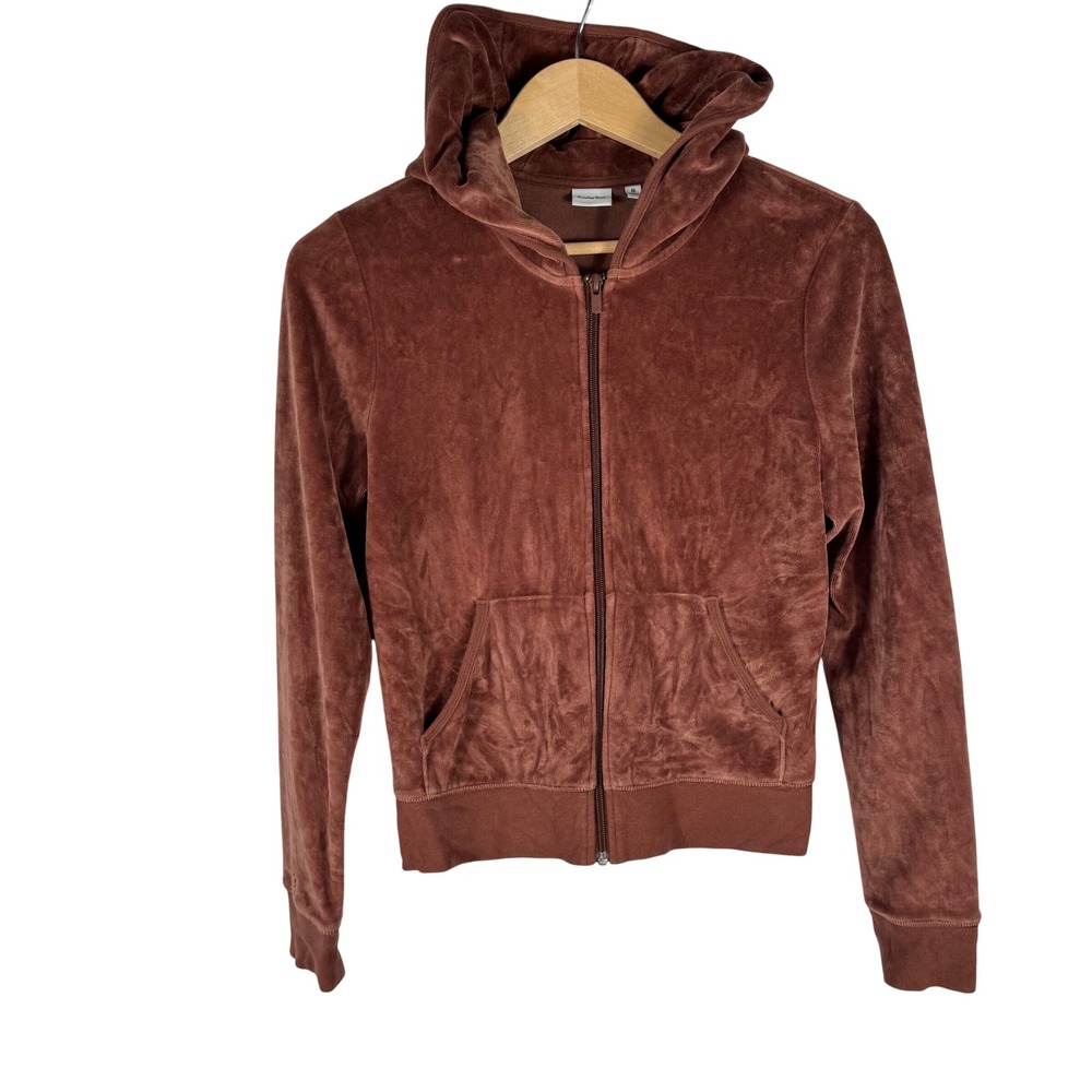 Sunday Best Aritzia Velour Zip Up Hoodie Womens M Butterfly Logo Y2K Jacket